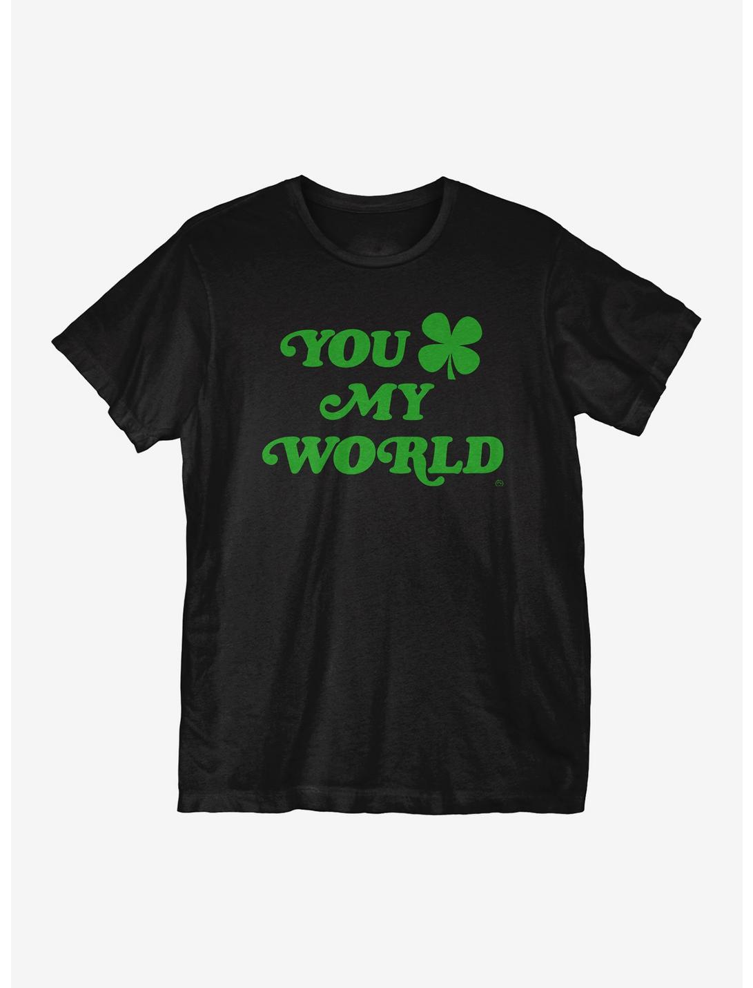 St Patrick's Day Shamrock My World T-Shirt, BLACK, hi-res