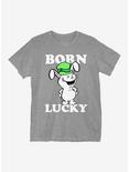St Patrick's Day Born Lucky T-Shirt, HEATHER GREY, hi-res