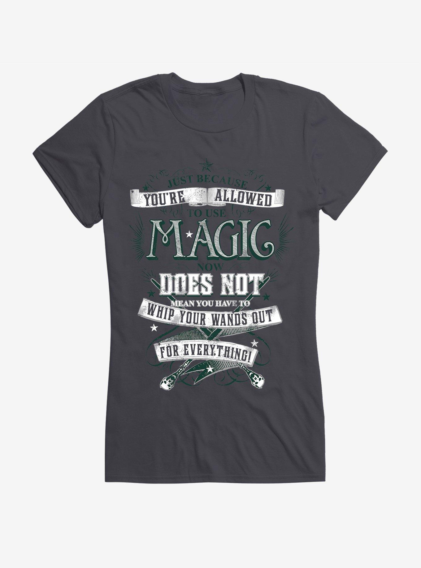 Harry Potter Wands Out Quote Girls T-Shirt, CHARCOAL, hi-res