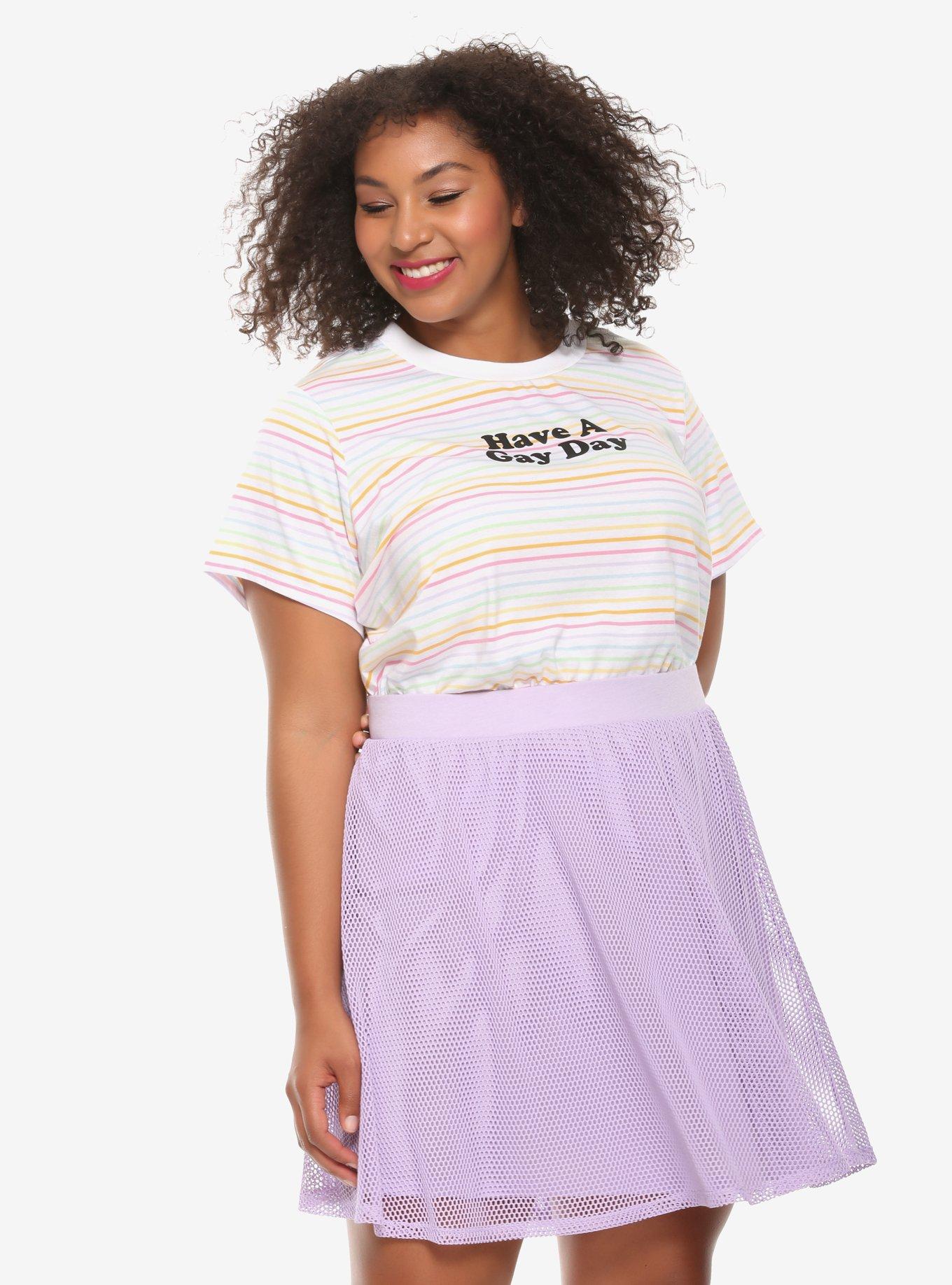 Have A Gay Day Rainbow Stripe Girls T-Shirt Plus Size, RAINBOW, hi-res