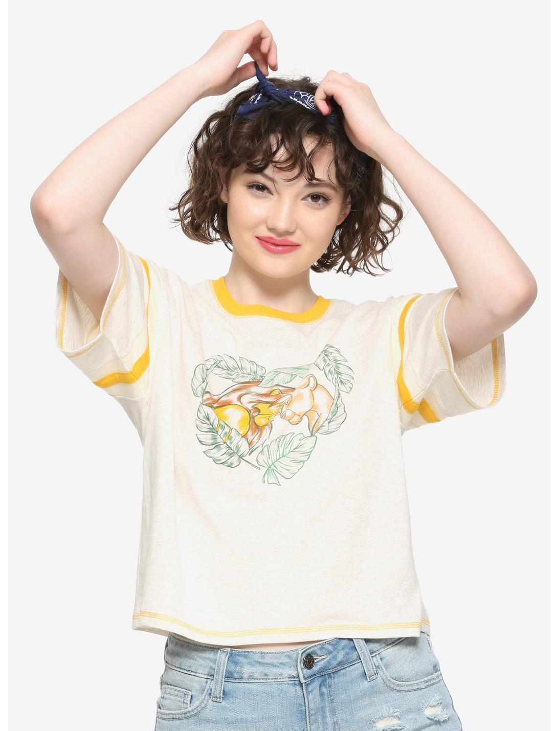 Her Universe Disney The Lion King Simba & Nala Varsity Stripe Girls Crop T-Shirt, MULTI, hi-res