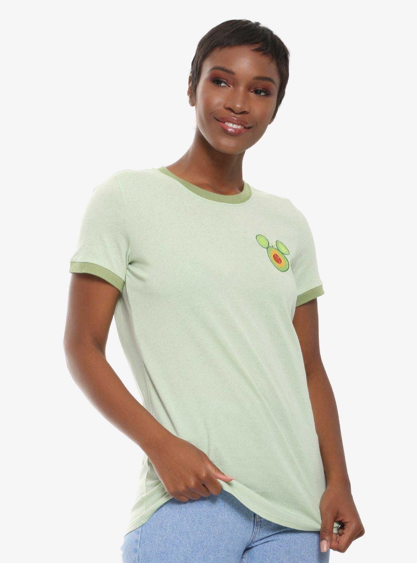 Disney Mickey Mouse Avocado Women's Ringer T-Shirt - BoxLunch Exclusive, GREEN, hi-res