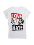 DC Comics Batman Love & Hate Harley & Joker Girls T-Shirt, WHITE, hi-res