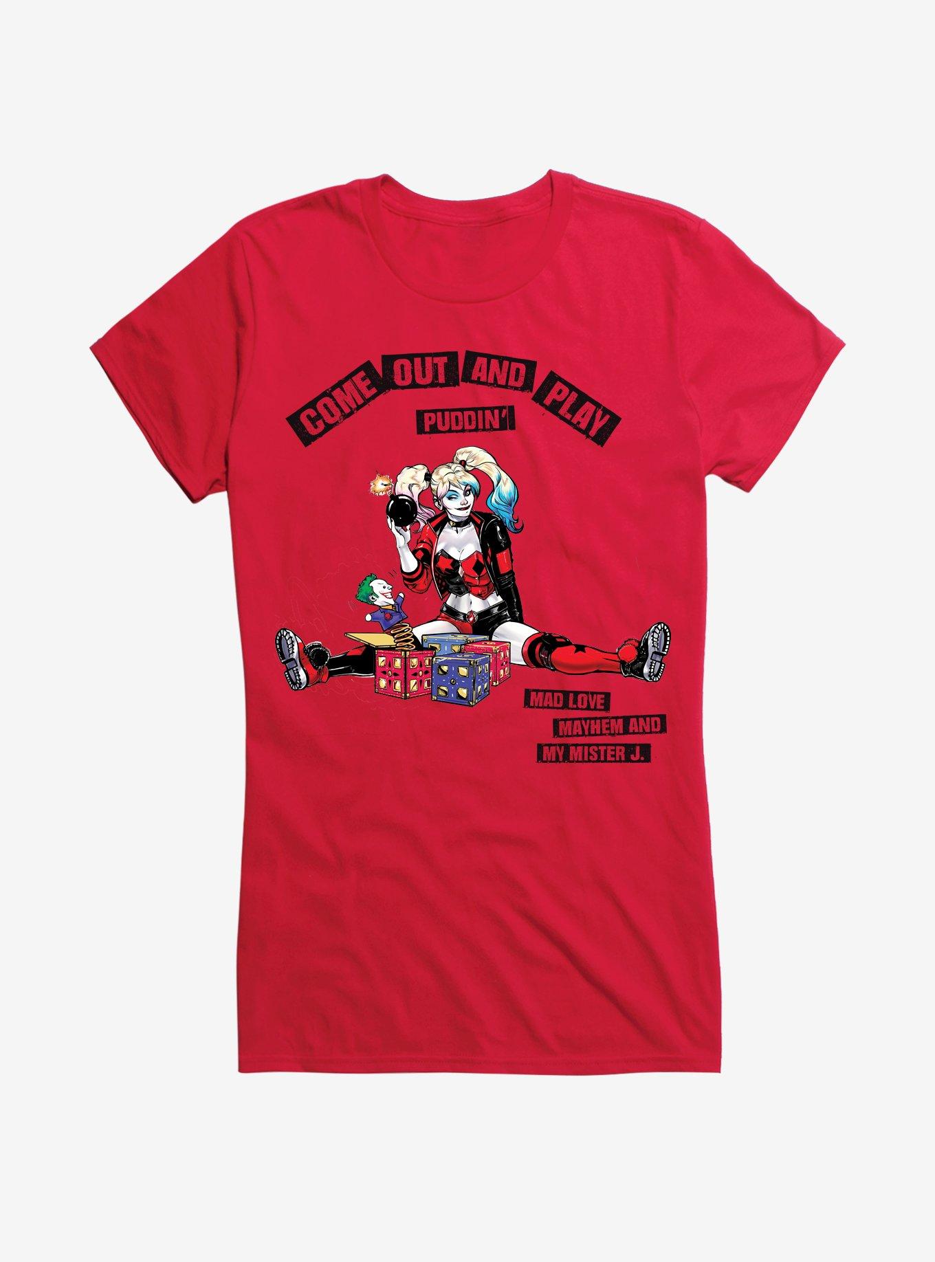 DC Comics Batman Come Out & Play Harley Girls T-Shirt , RED, hi-res