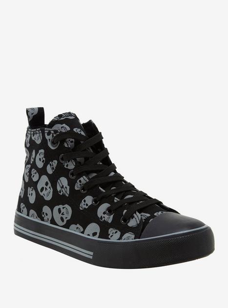 Grey Skulls Hi-Top Sneakers | Hot Topic