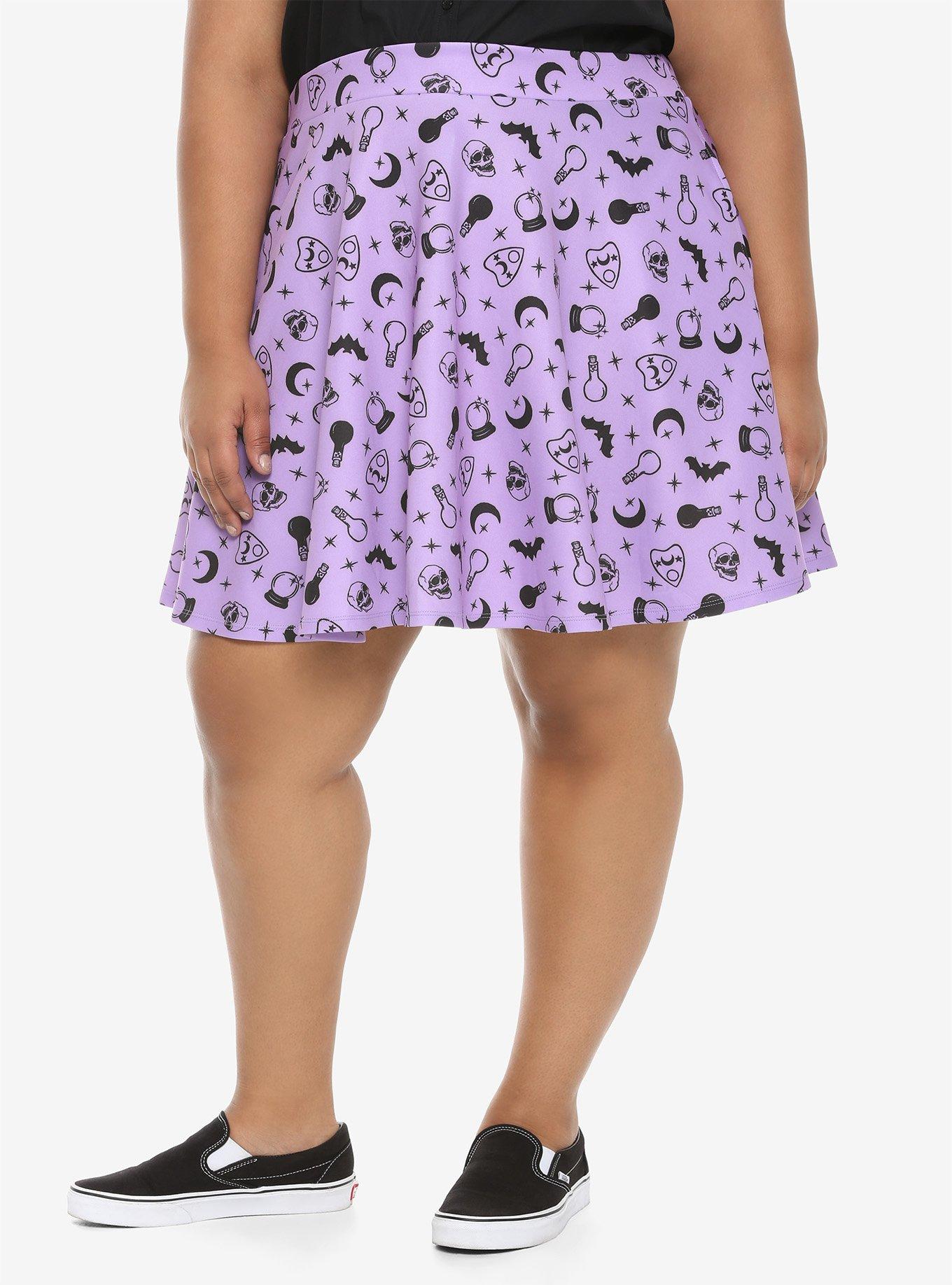 Lavender Witch Skater Skirt Plus Size, MULTI, hi-res
