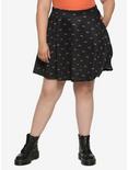 Rainbow Print Skater Skirt Plus Size, BLACK, hi-res