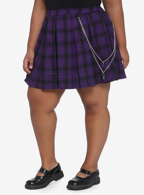 Purple Plaid Pleated Chain Skirt Plus Size | Hot Topic
