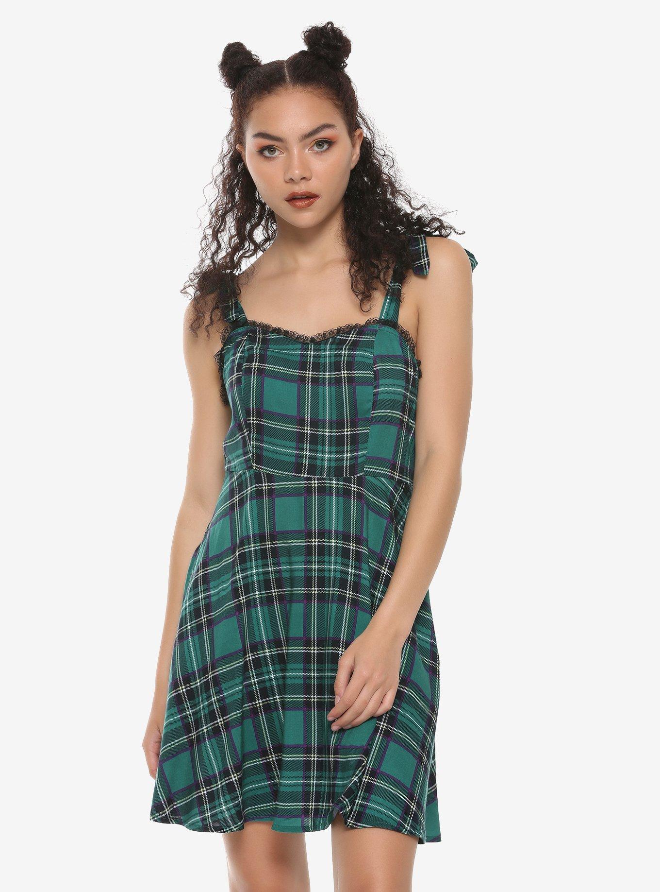 Purple Plaid Hoodie Dress