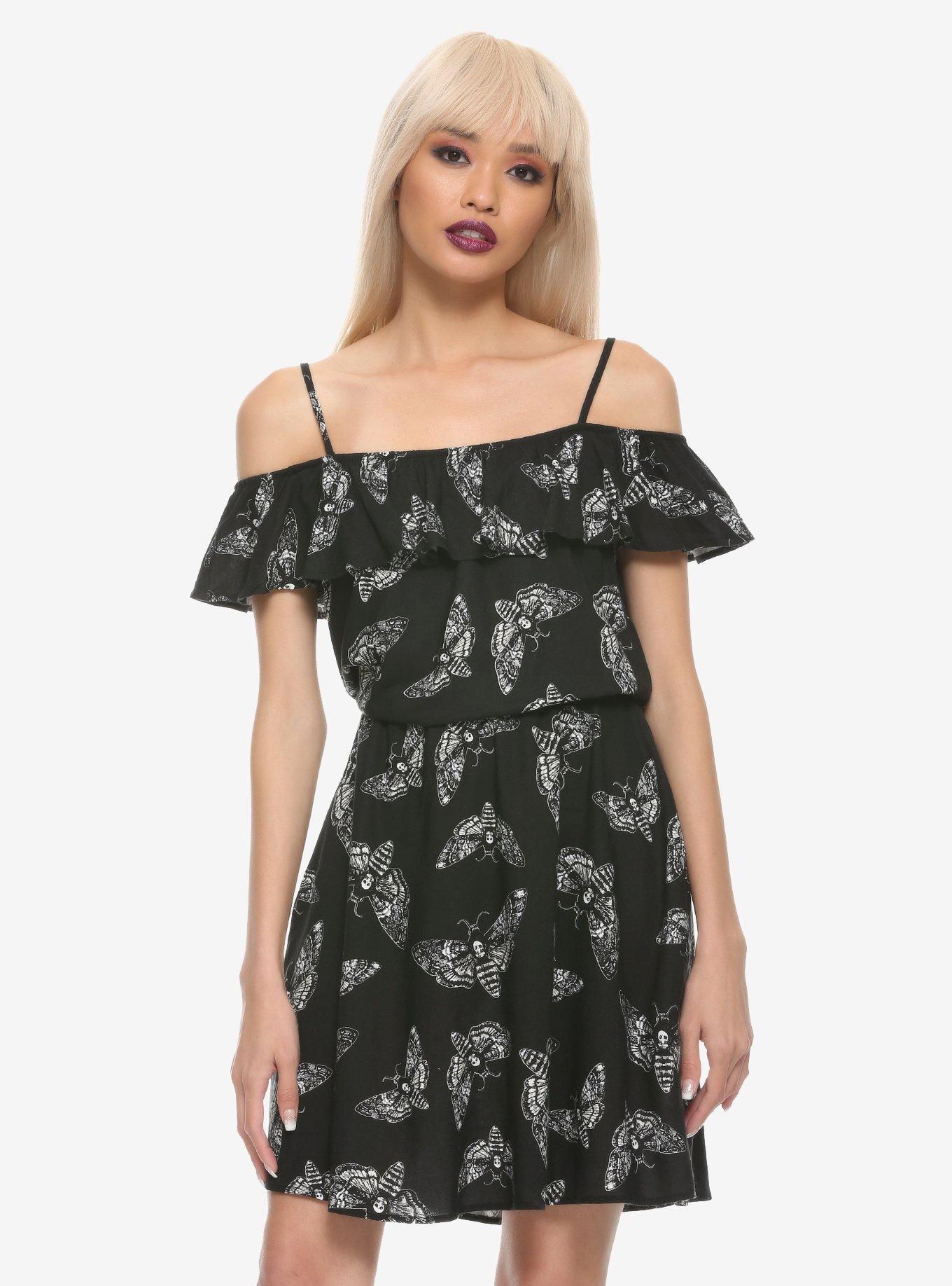 Moth Cold Shoulder Ruffle Dress, MULTI, hi-res