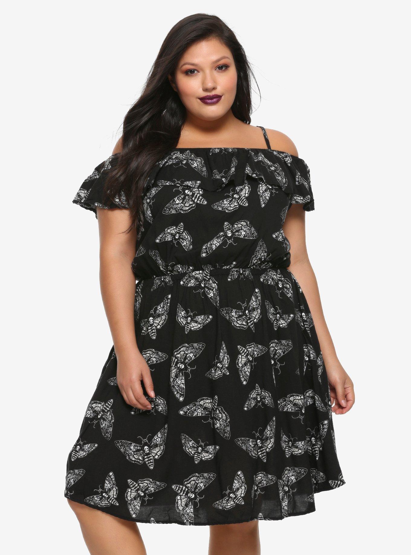 Moth Cold Shoulder Ruffle Dress Plus Size, MULTI, hi-res
