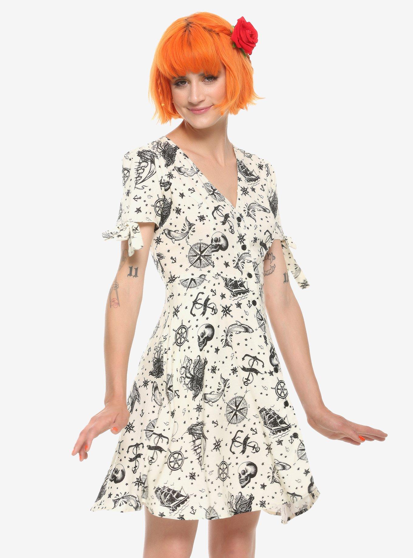 Nautical Skull Button-Up Dress, MULTI, hi-res