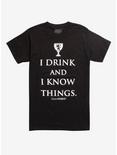Game Of Thrones Tyrion Lannister I Drink And I know Things Black T-Shirt Hot Topic Exclusive, MULTI, hi-res