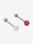 18G Steel Pink & Clear Glitter Cartilage Stud 2 Pack, , hi-res