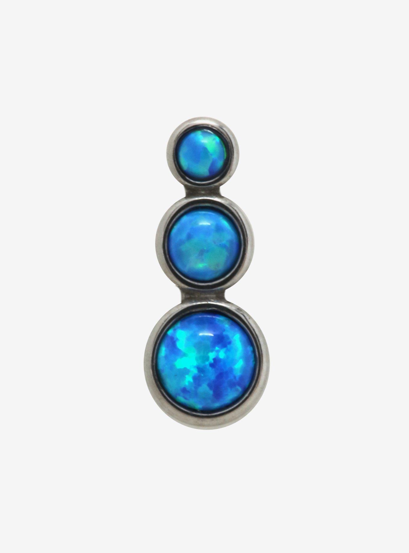 18G Steel Blue Opal Cartilage Stud, , hi-res