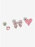 18G Steel Pink Heart & Bow Cartilage Stud 3 Pack, , hi-res