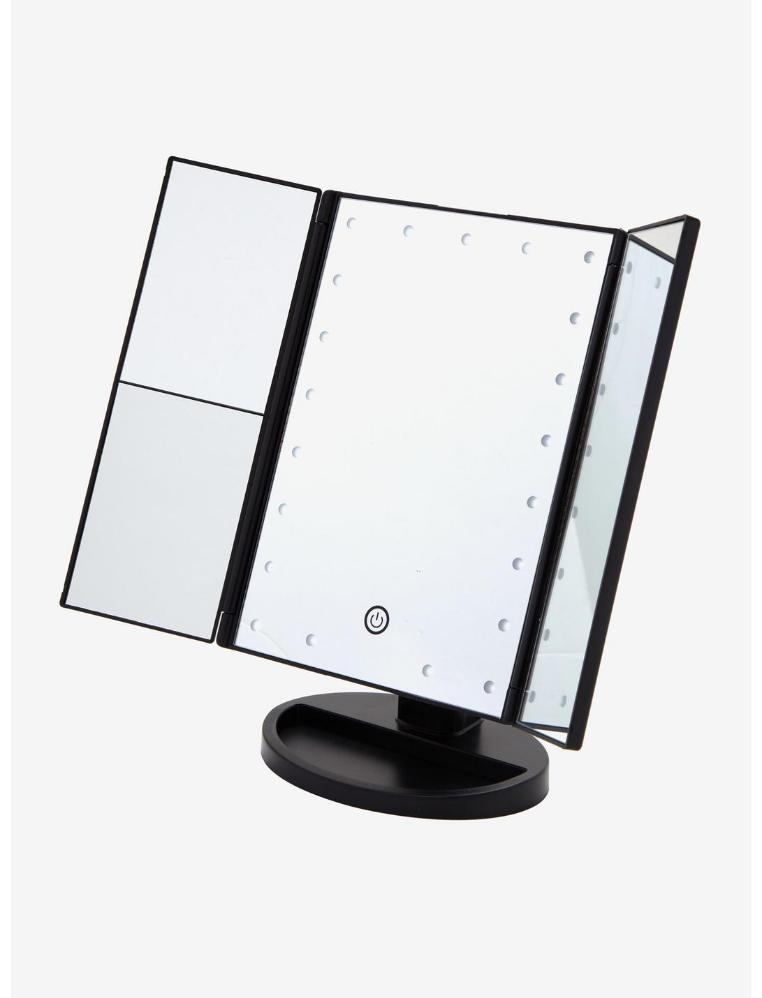 Black Light-Up Tri-Fold Vanity Mirror, , hi-res