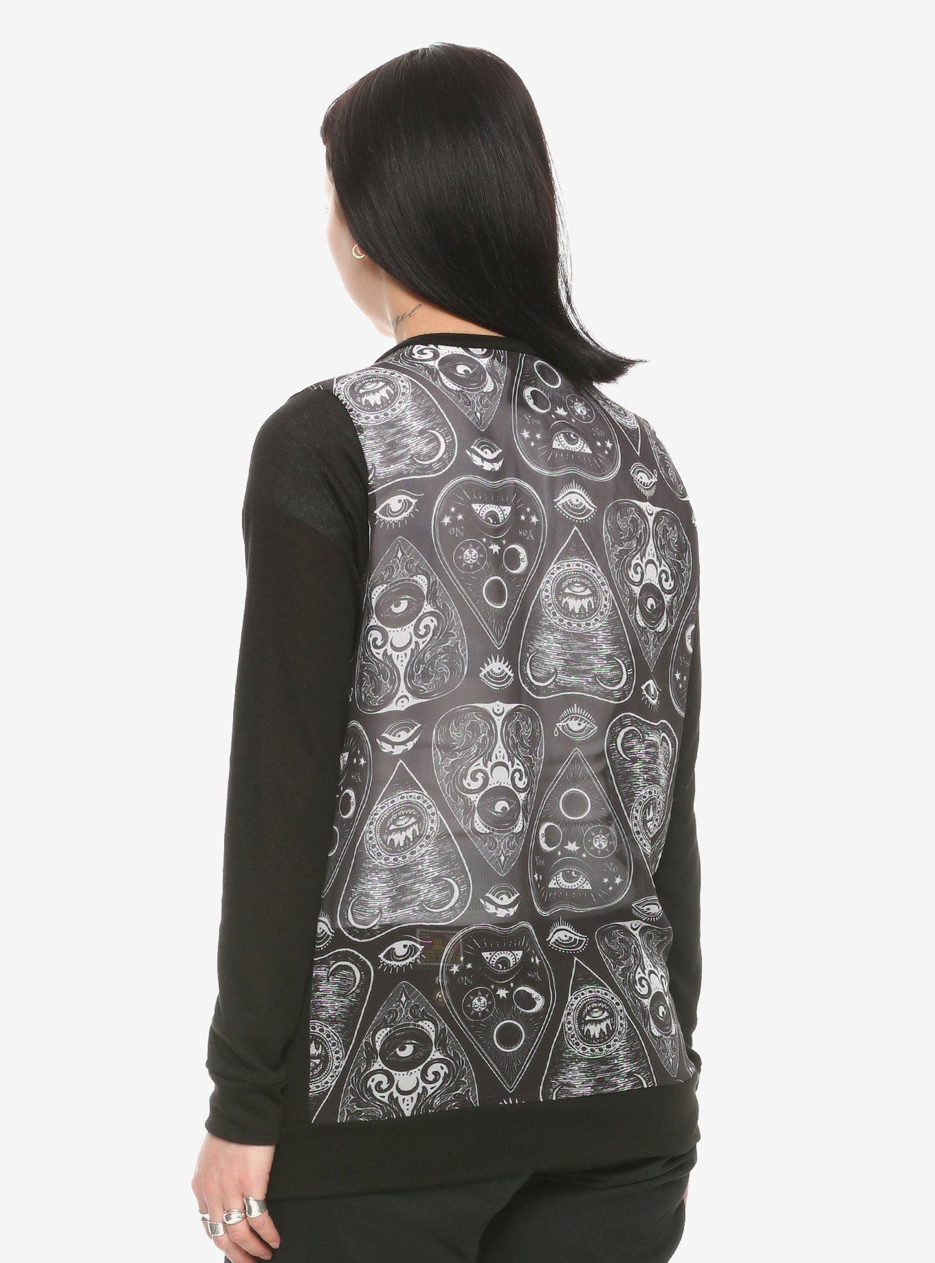 Spirit Board Girls Chiffon Back Cardigan, BLACK, hi-res