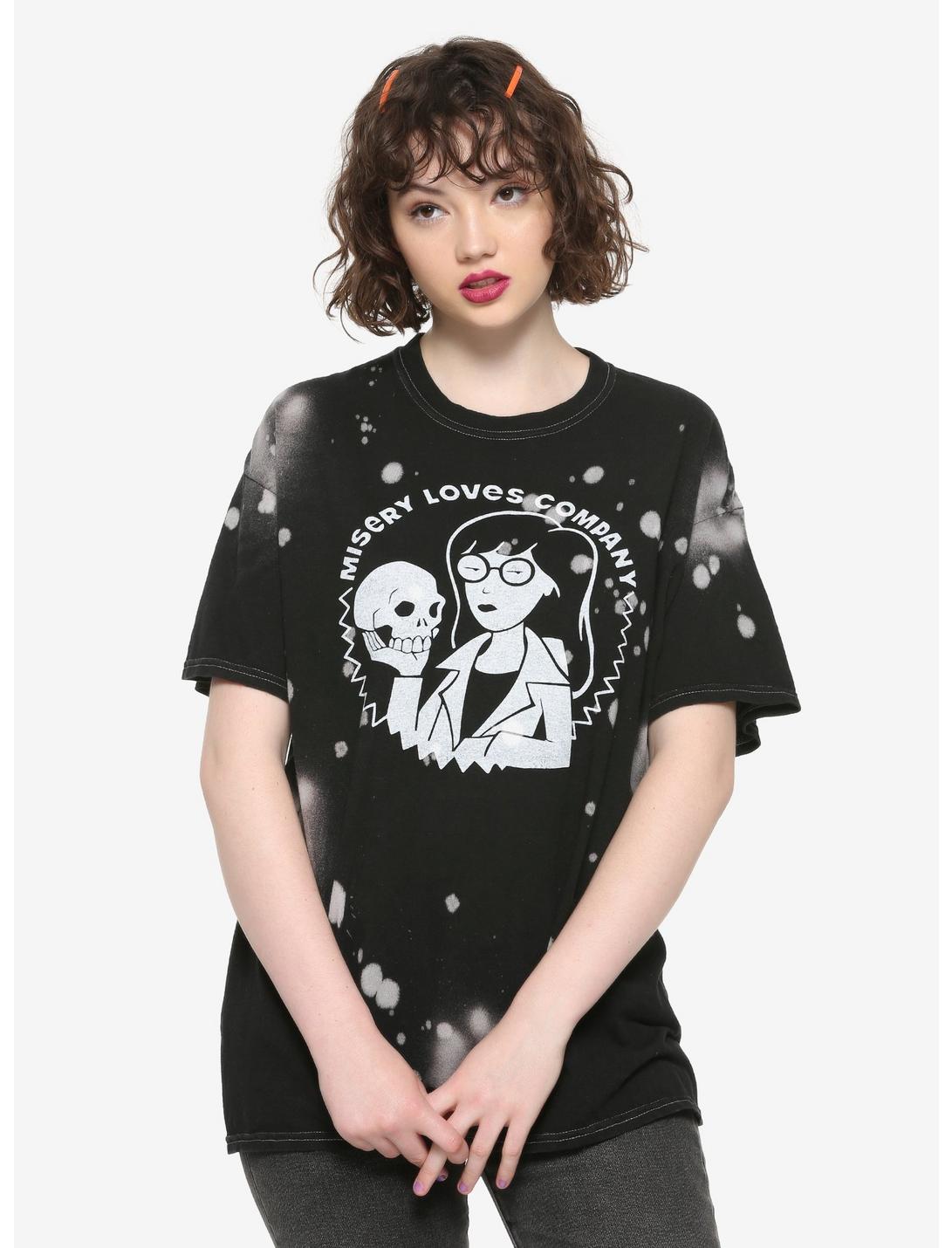 Daria Misery Loves Company Bleach Splatter Girls T-Shirt, WHITE, hi-res