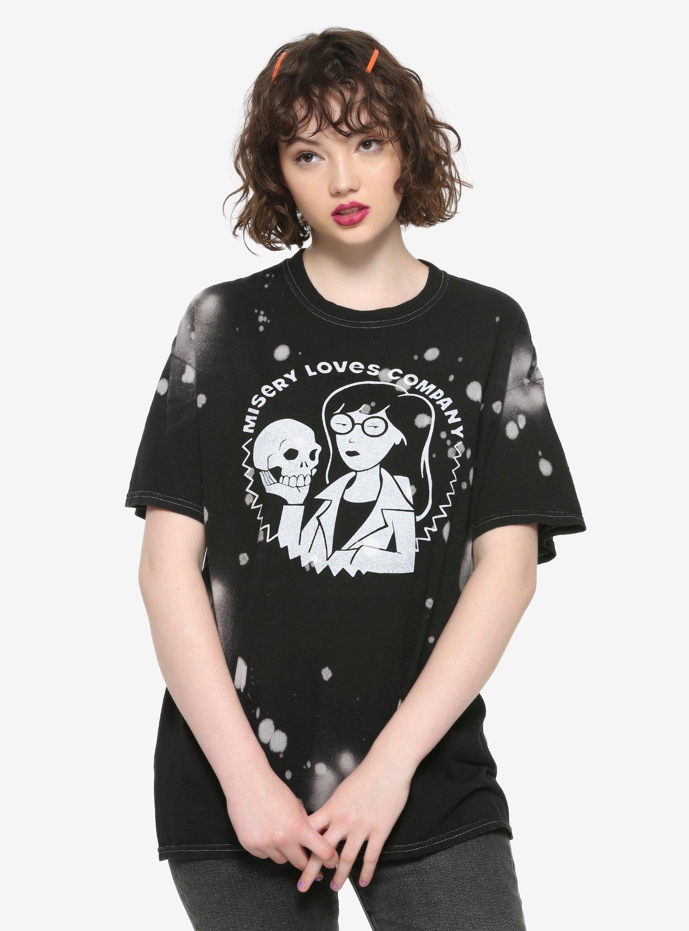 Daria Misery Loves Company Bleach Splatter Girls T-Shirt, WHITE, hi-res