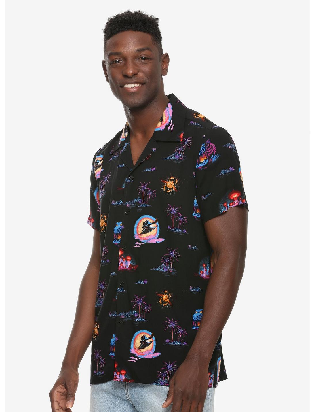 Disney Aladdin Agrabah Nights Woven Button-Up - BoxLunch Exclusive, BLACK, hi-res