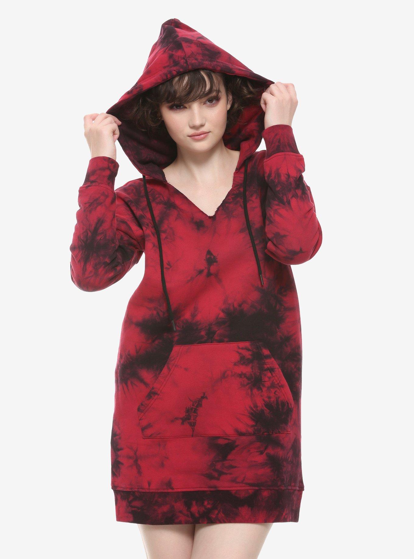 Red & Black Tie-Dye Hoodie Dress | Hot Topic