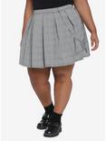 Grey Plaid Chain Pleated Skirt Plus Size, PLAID - GREY, hi-res
