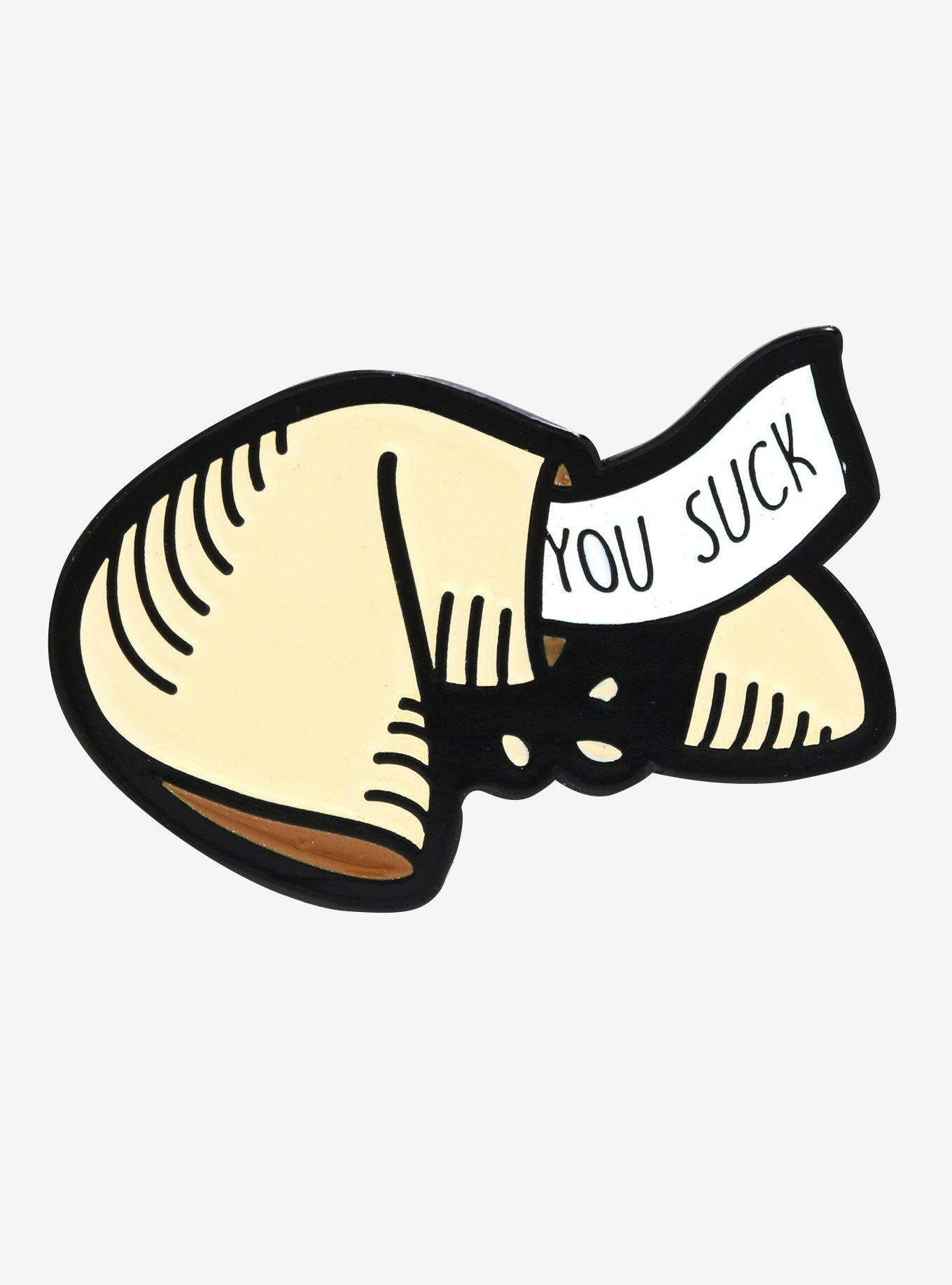 You Suck Fortune Cookie Enamel Pin, , hi-res