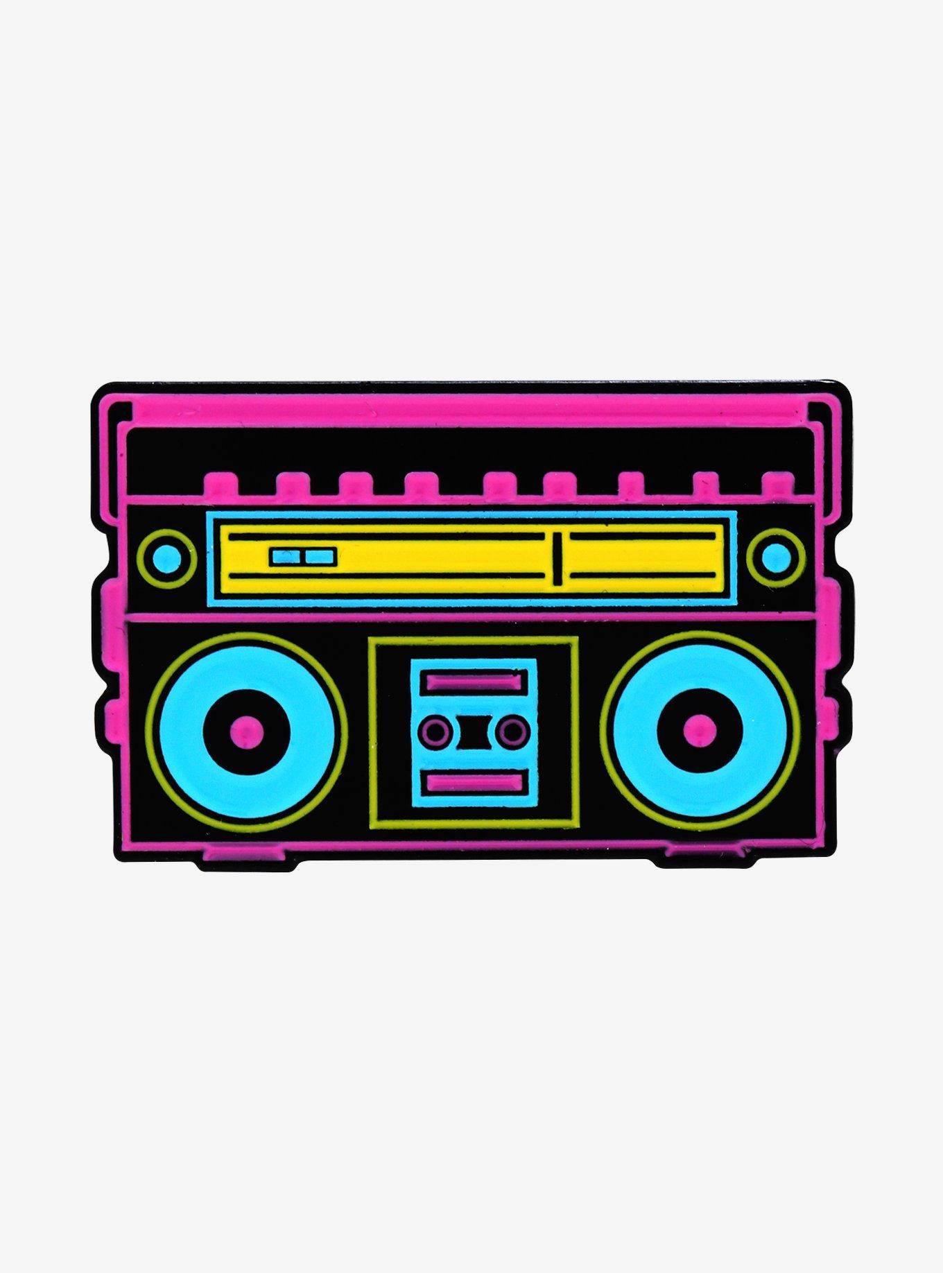 Neon Boombox Enamel Pin, , hi-res