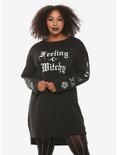 Feeling Witchy Long-Sleeve T-Shirt Dress Plus Size, BLACK, hi-res