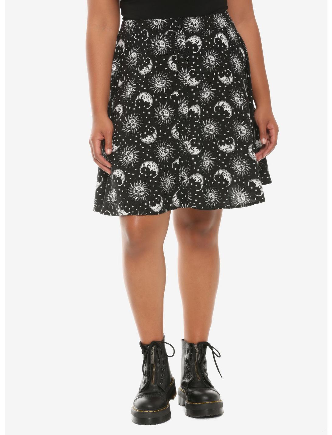 Black & White Celestial Skirt Plus Size, MULTI, hi-res