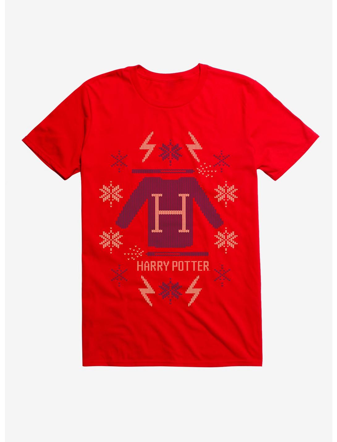 Harry Potter Christmas Sweater Design T-Shirt, RED, hi-res