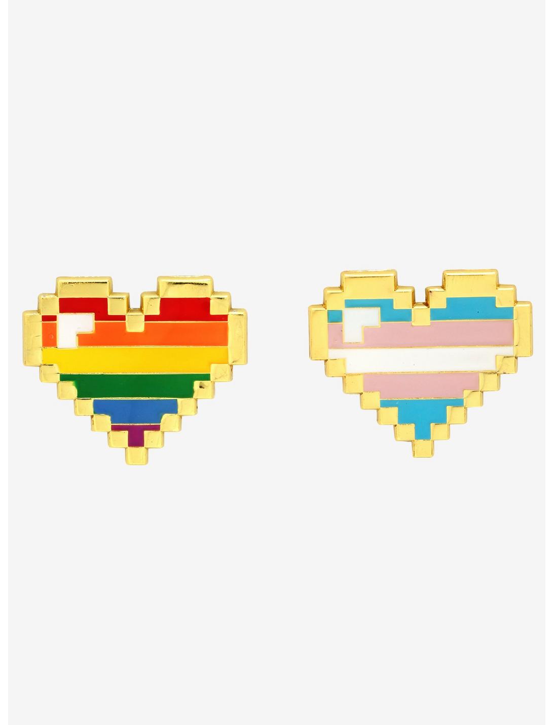 Loungefly 8-Bit Pride Hearts Enamel Pin Set - BoxLunch Exclusive, , hi-res