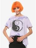 Lavender Sun & Moon Acid Wash Shark Bite Girls Crop T-Shirt, LAVENDER, hi-res