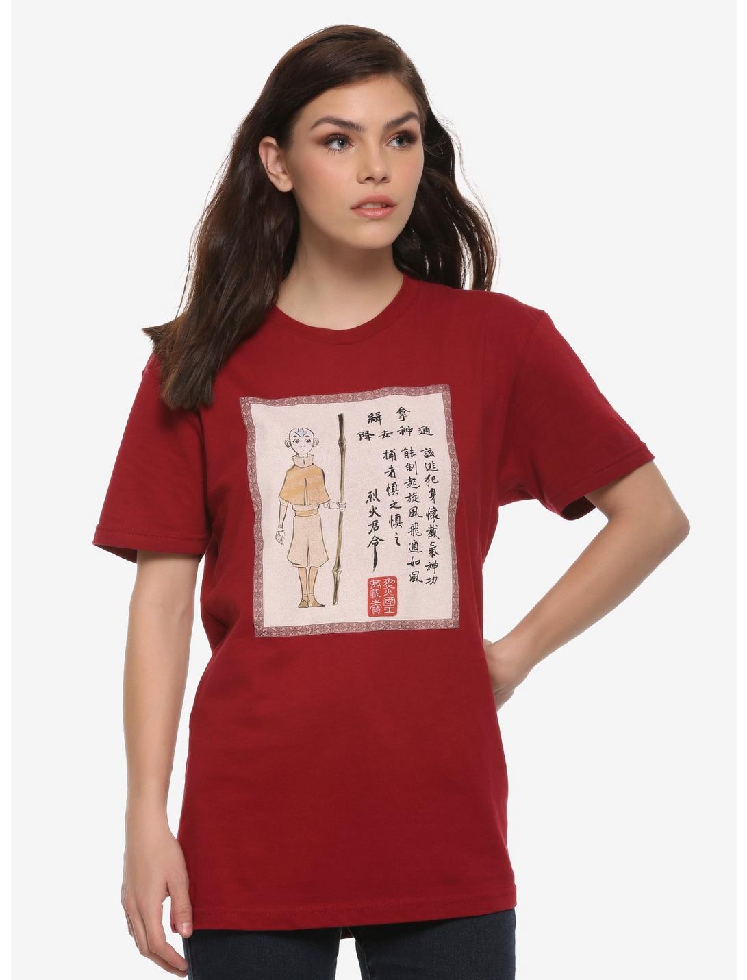 Avatar: The Last Airbender Aang Script T-Shirt - BoxLunch Exclusive, RED, hi-res