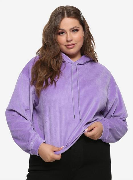 Lavender Velour Girls Crop Hoodie Plus Size Hot Topic