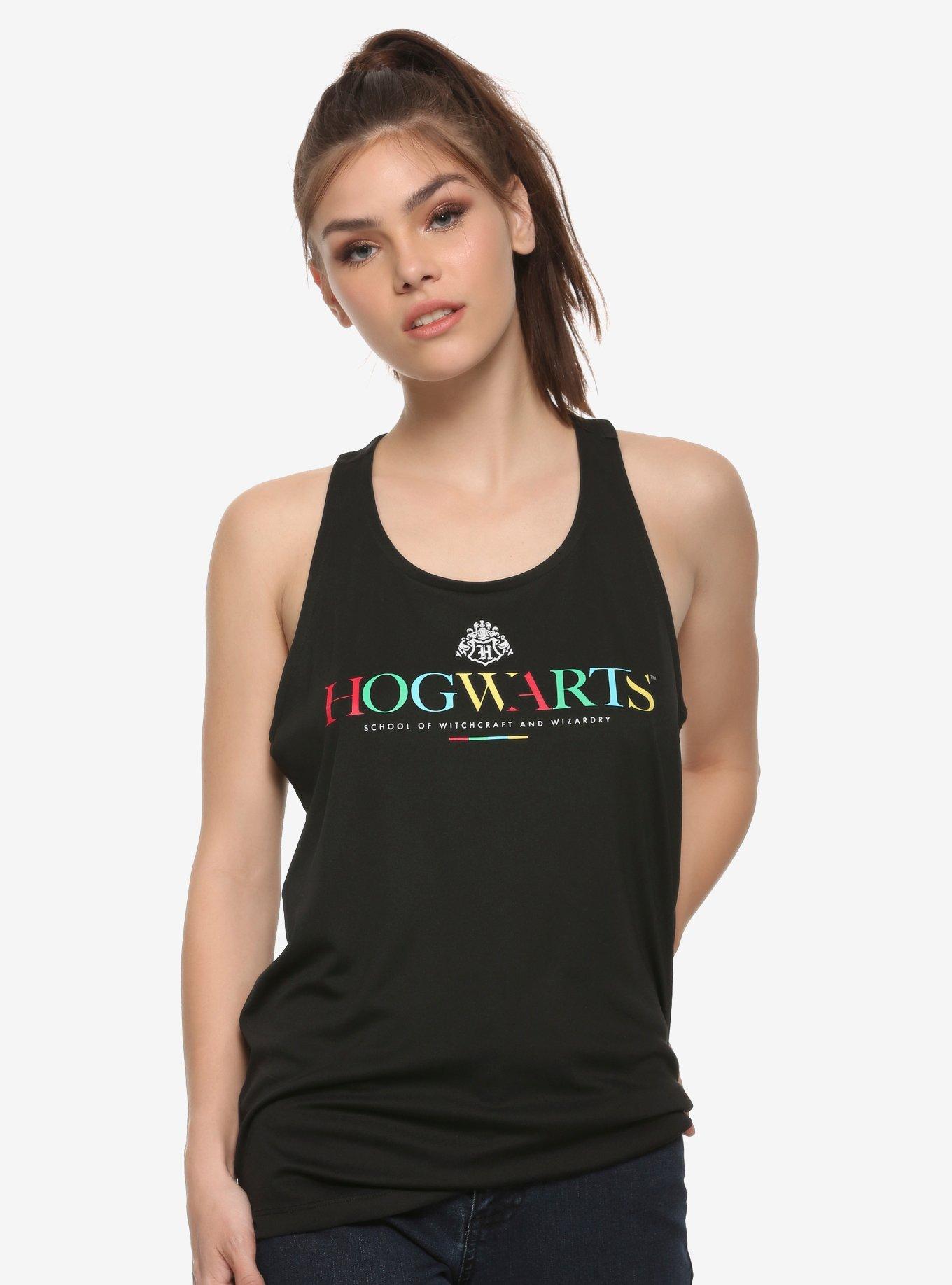 Harry Potter Hogwarts Multicolored Women's Workout Tank Top - BoxLunch Exclusive, BLACK, hi-res