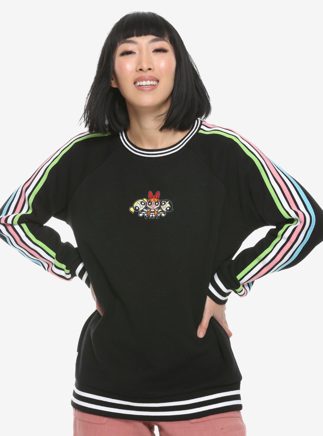 Our Universe The Powerpuff Girls Rainbow Crewneck Sweatshirt - BoxLunch Exclusive, BLACK, hi-res