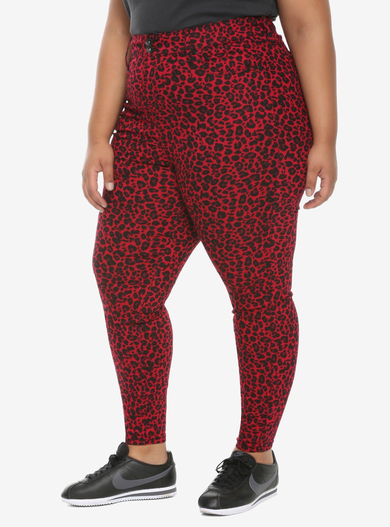 HT Denim Red Cheetah Ultra Hi-Rise Jeggings Plus Size, CHEETAH, hi-res