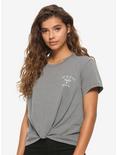 Here For The Cats Knot-Front Girls T-Shirt, GREY, hi-res