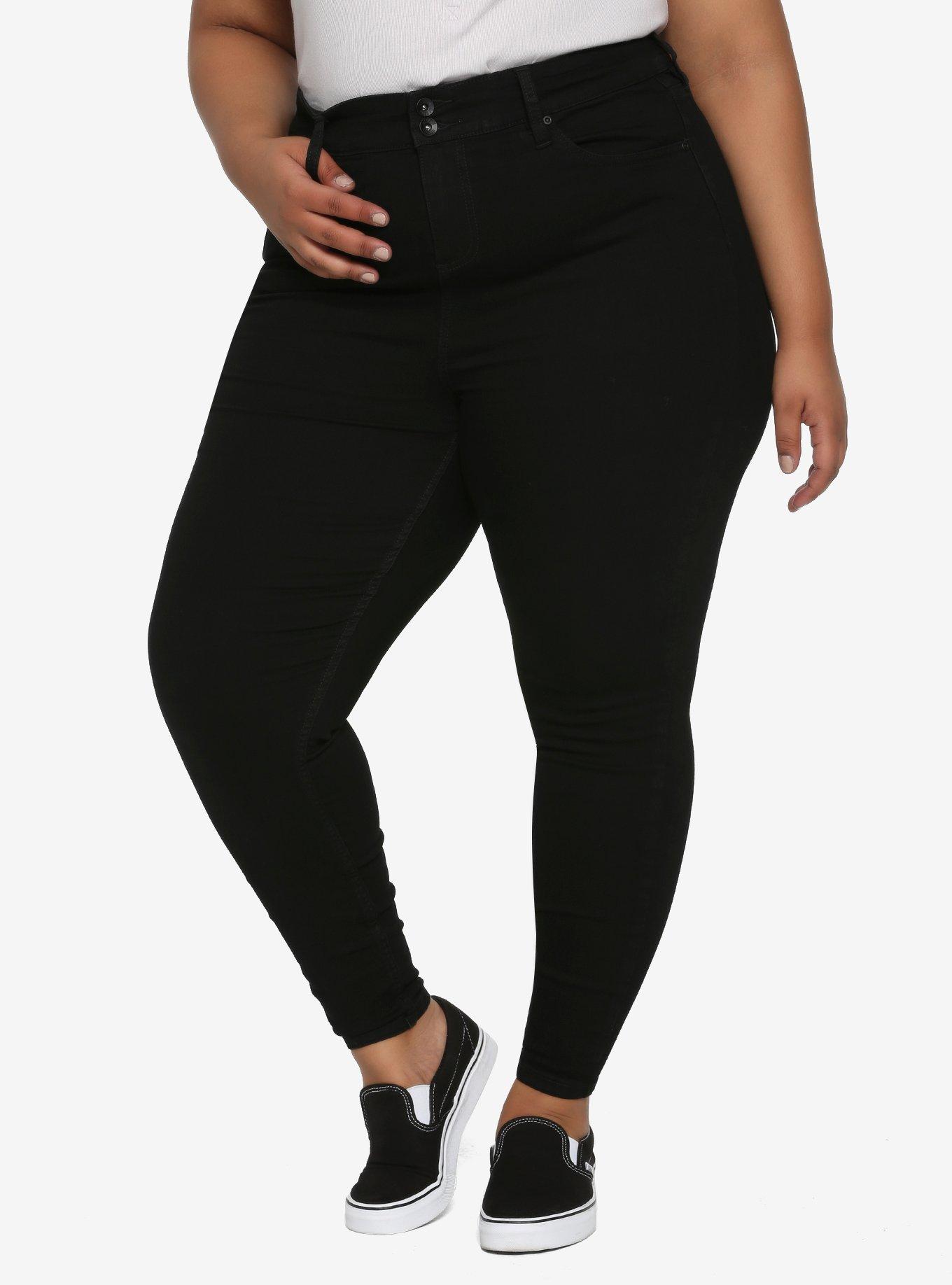 HT Denim Black Rinse Ultra Hi-Rise Jeggings Plus Size, BLACK, hi-res