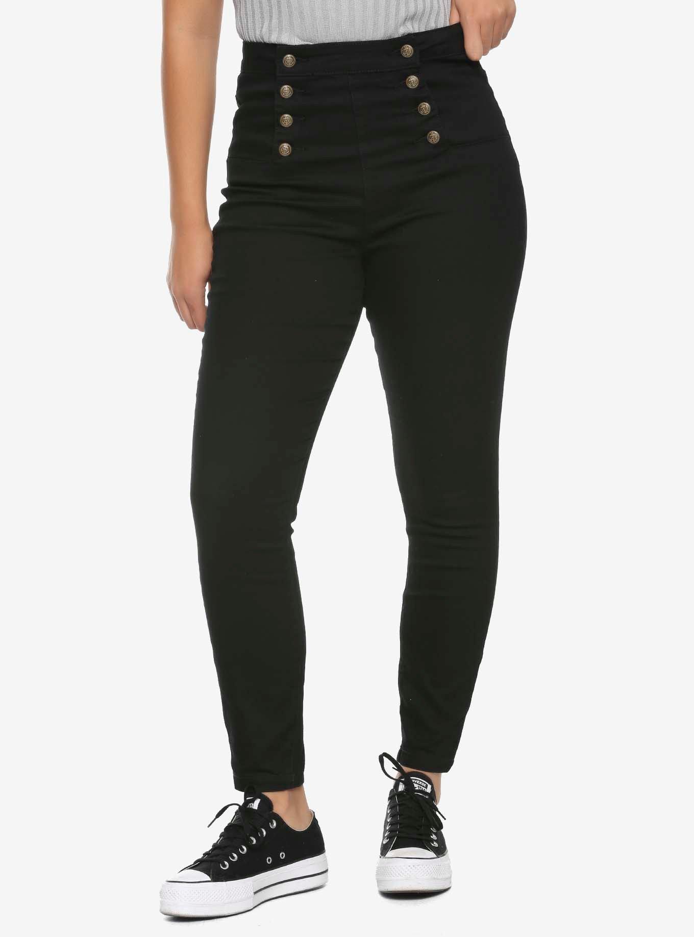 Black Denim Chain Jogger Pants, Hot Topic