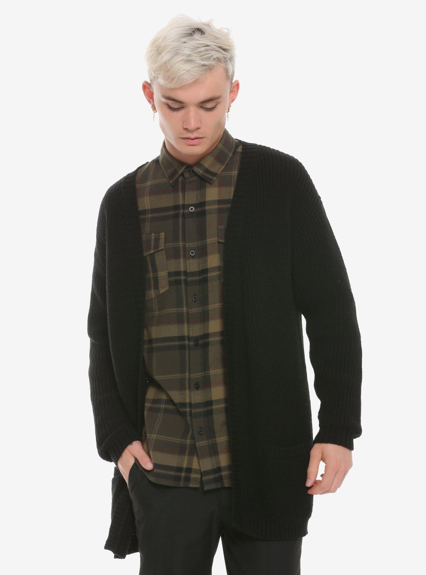 Black Knit Cardigan, BLACK, hi-res