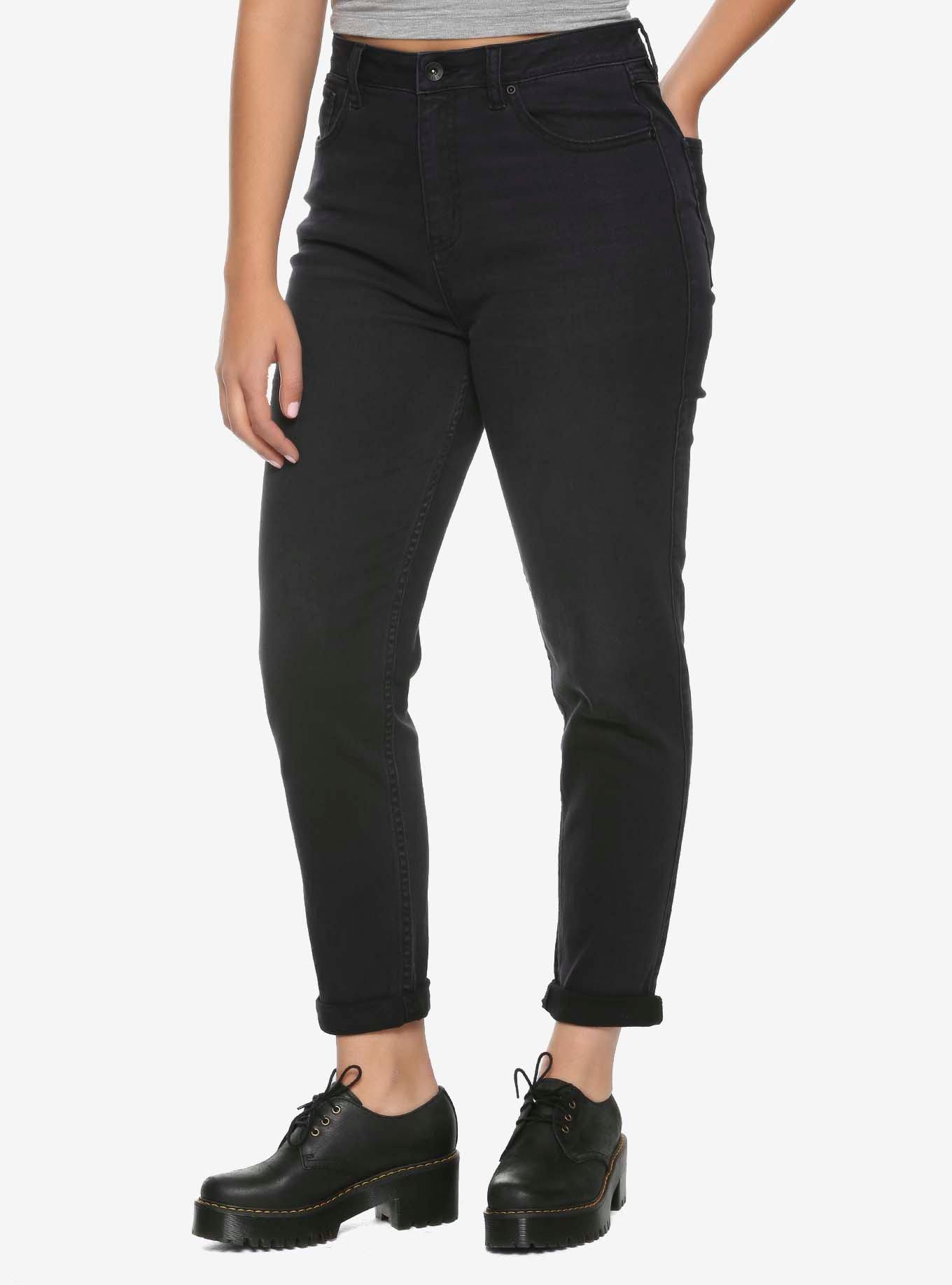 HT Denim Black Wash Mom Jeans, BLACK, hi-res