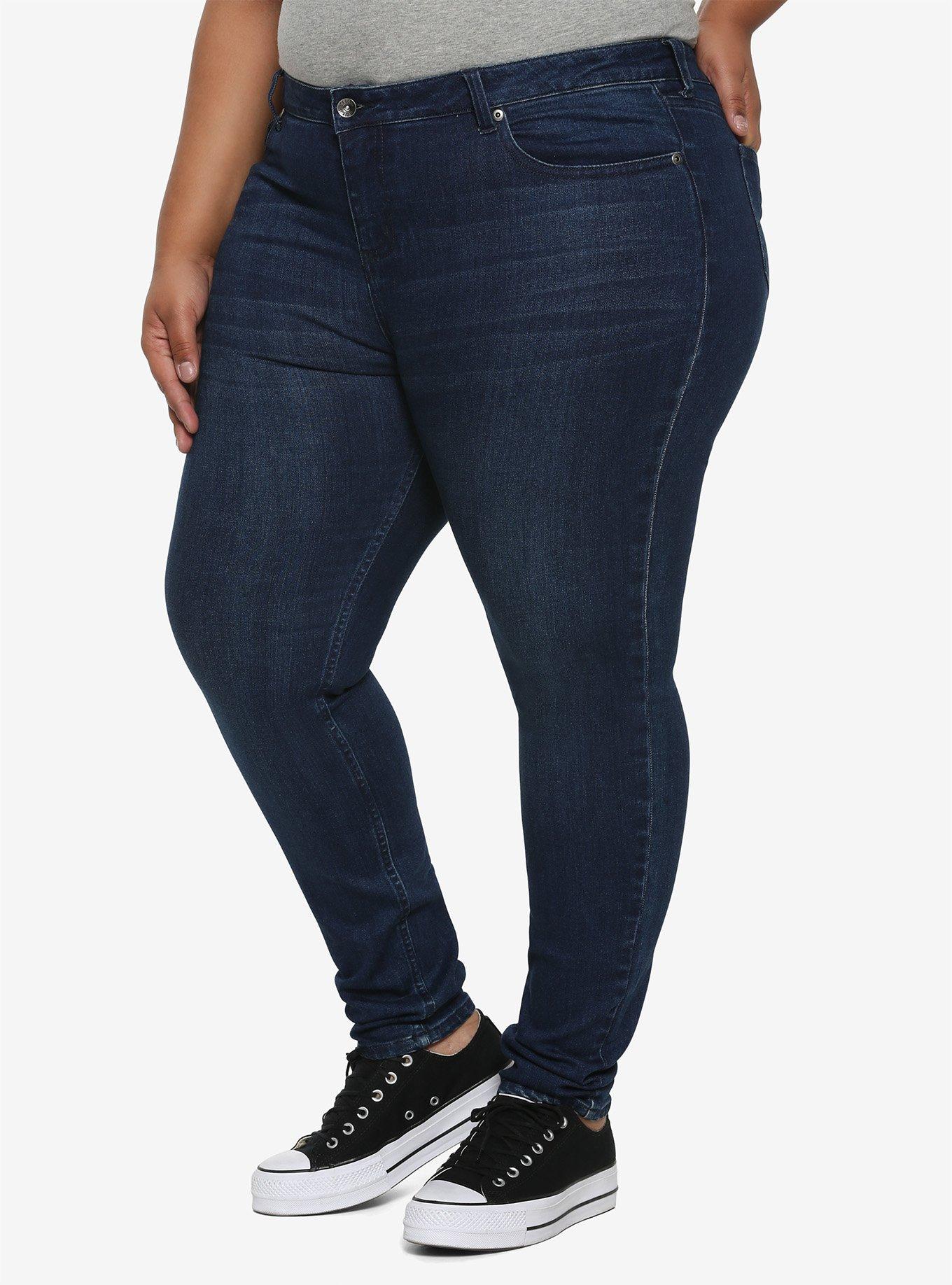 HT Denim Indigo Low-Rise Skinny Jeans Plus Size, INDIGO, hi-res