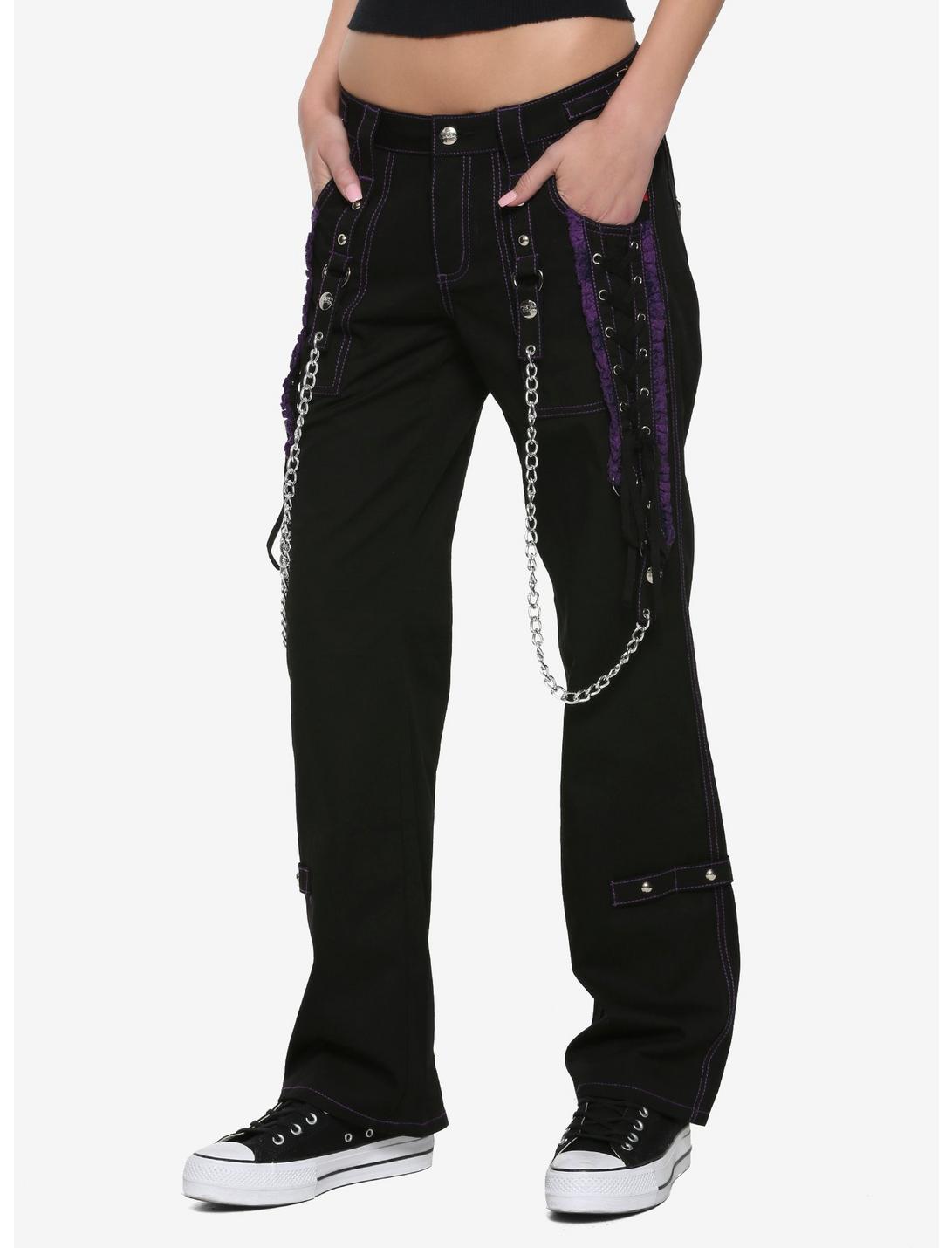 Tripp Purple Ruffles & Laced Pants, BLACK, hi-res