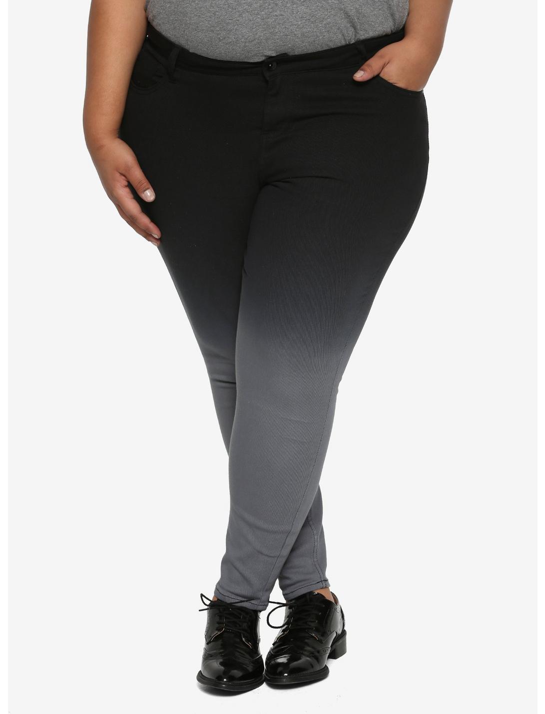 HT Denim Grey Ombre Low-Rise Skinny Jeans Plus Size, GREY, hi-res