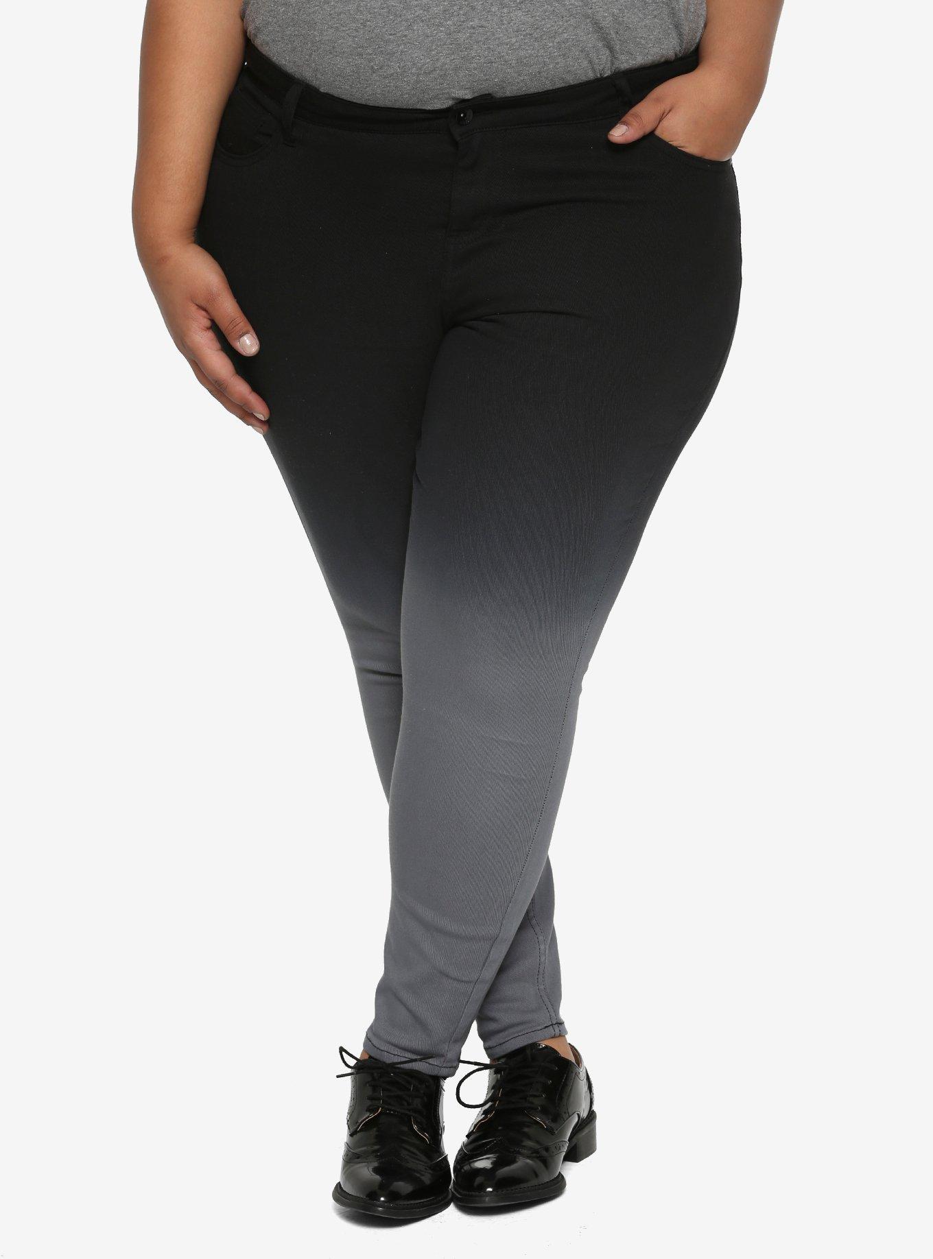HT Denim Grey Ombre Low-Rise Skinny Jeans Plus Size, GREY, hi-res