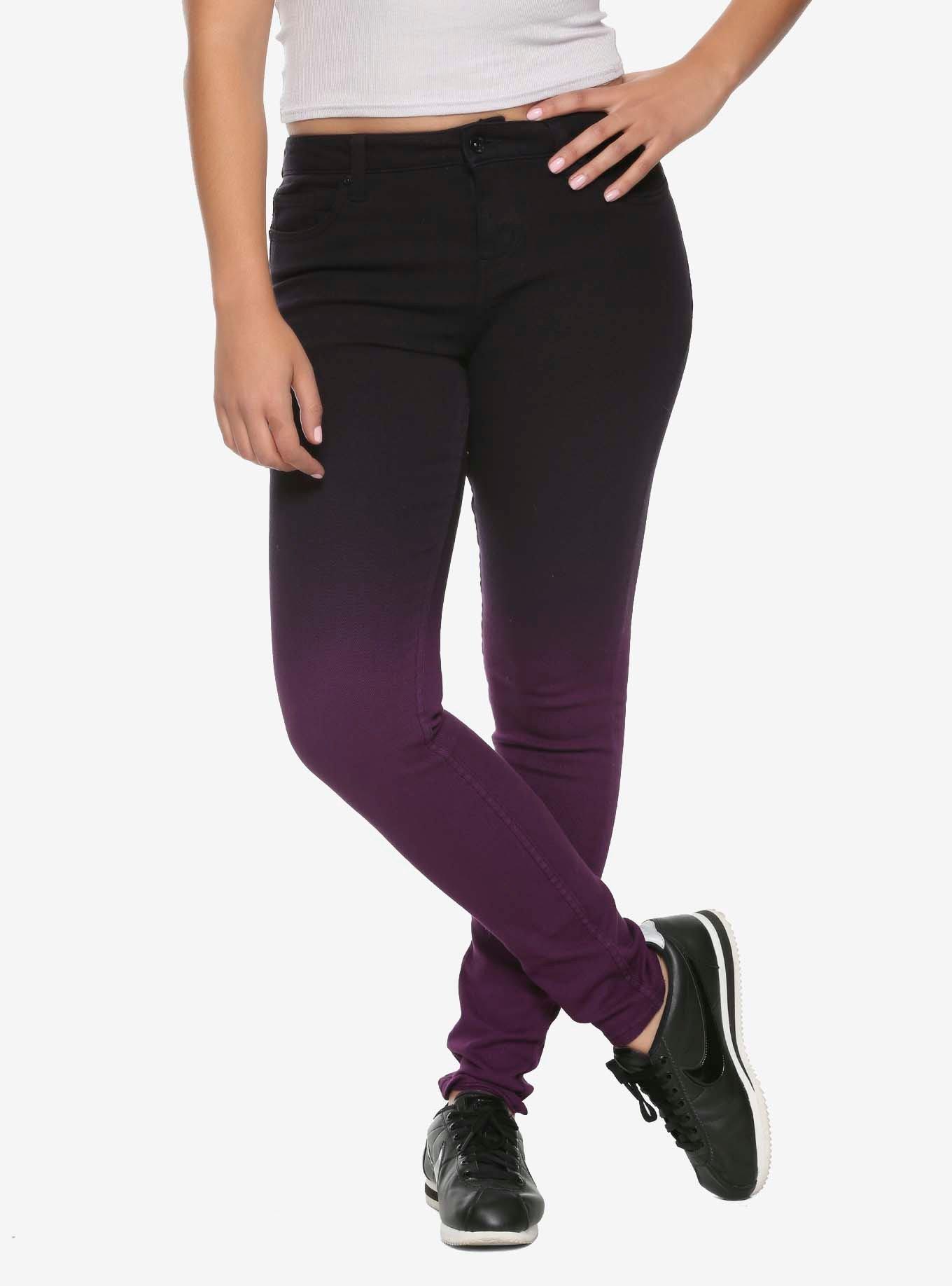 HT Denim Purple Ombre Low-Rise Skinny Jeans, PURPLE, hi-res