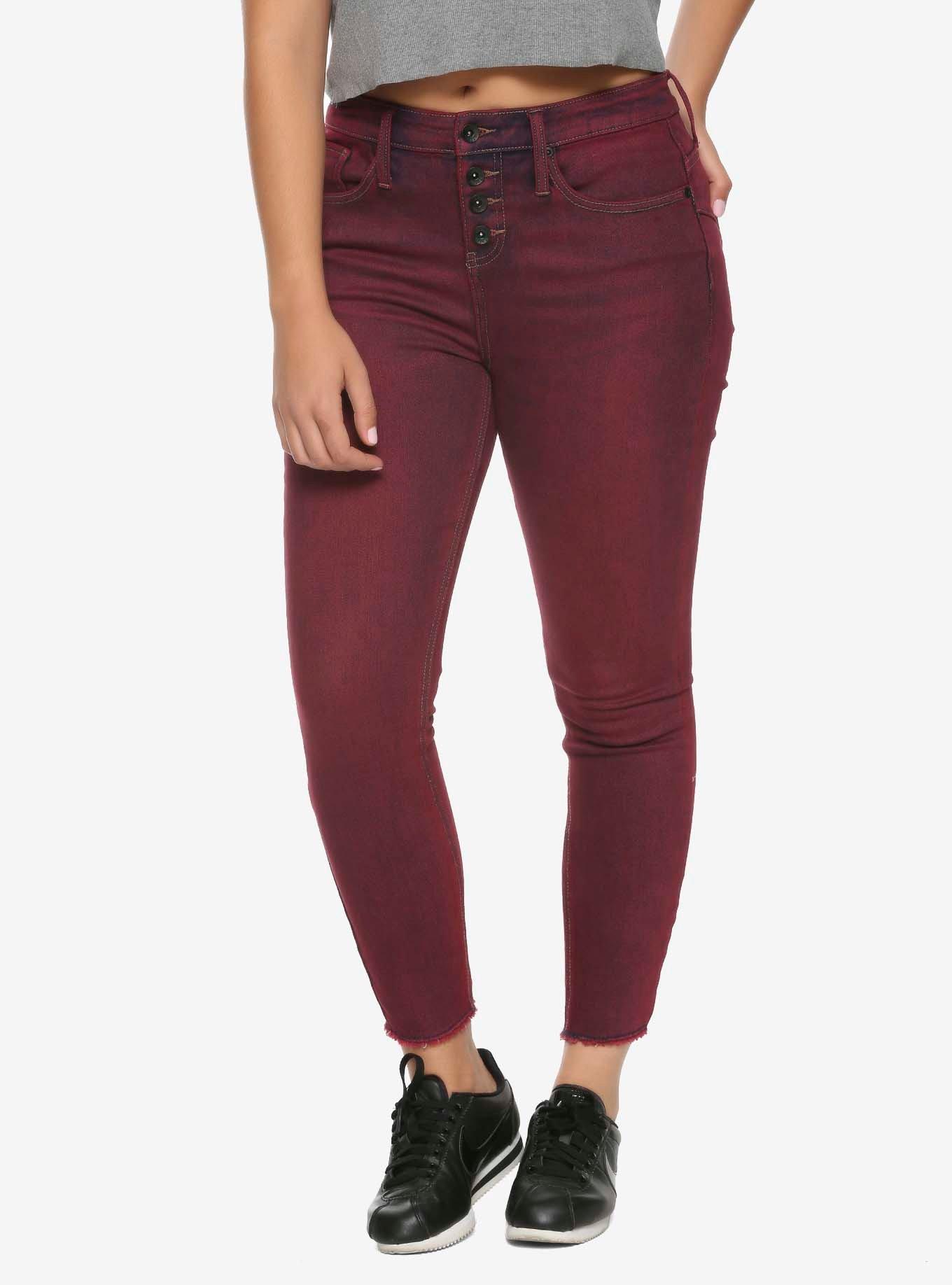 HT Denim Red Wash Hi-Rise Super Skinny Jeans, RED, hi-res